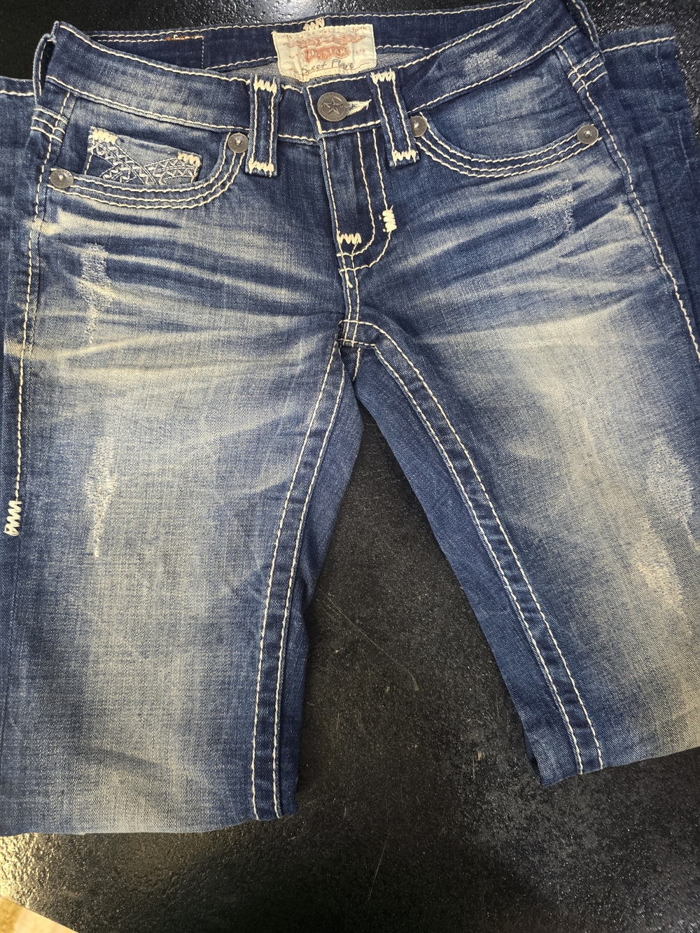 Big Star Dark Blue Denim Jeans with White Stitching